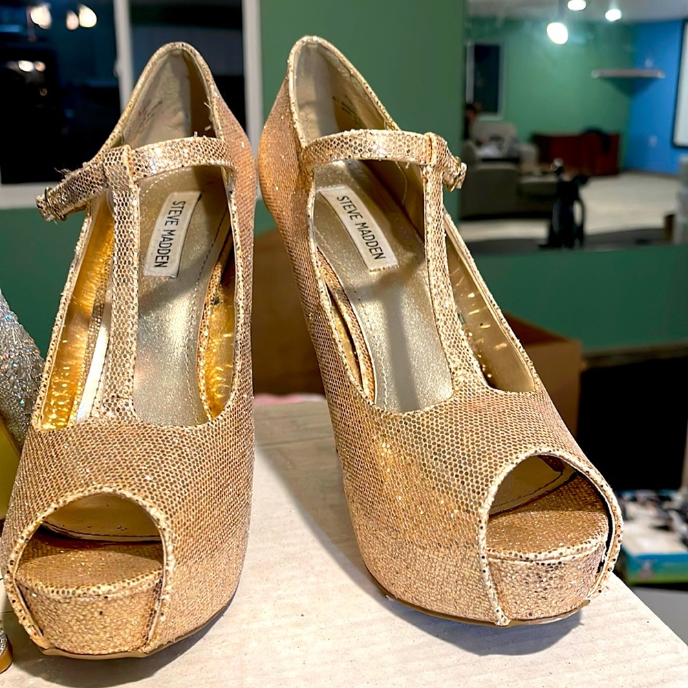Rose gold Steve Madden platform heels